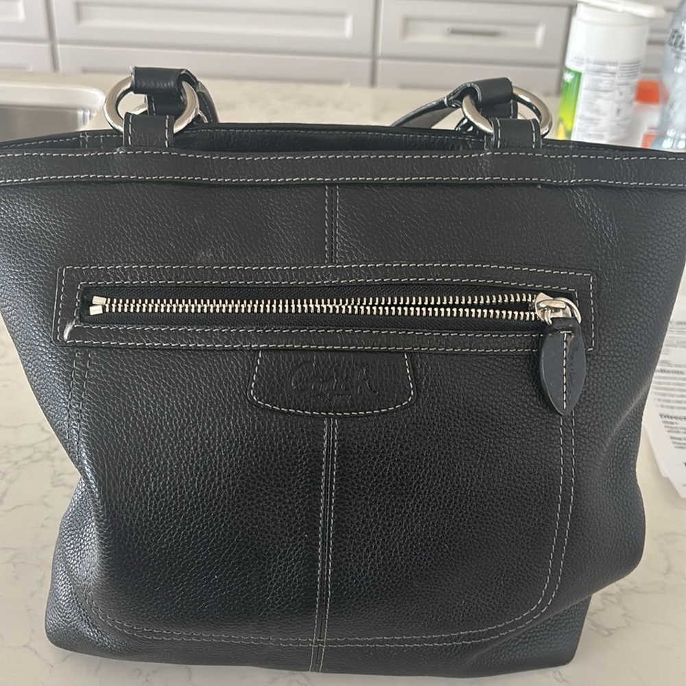 Coach Black Leather Tote Bag